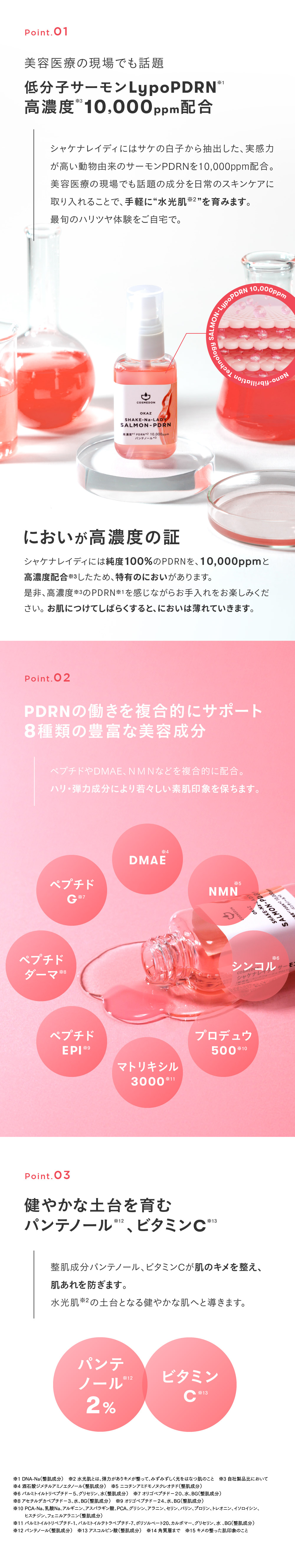 低分子PDRN,DMAE,パンテノール