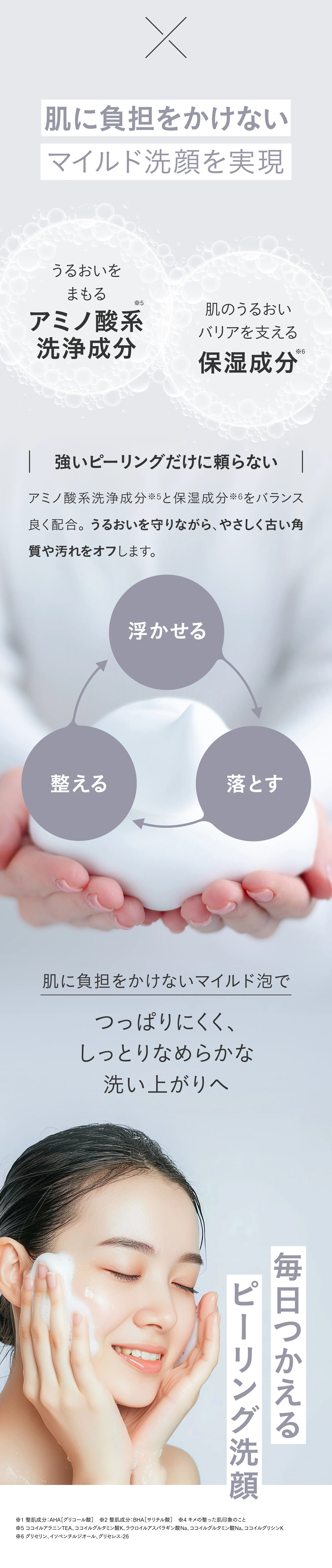 アミノ酸系洗浄成分,保湿成分,ピーリング洗顔