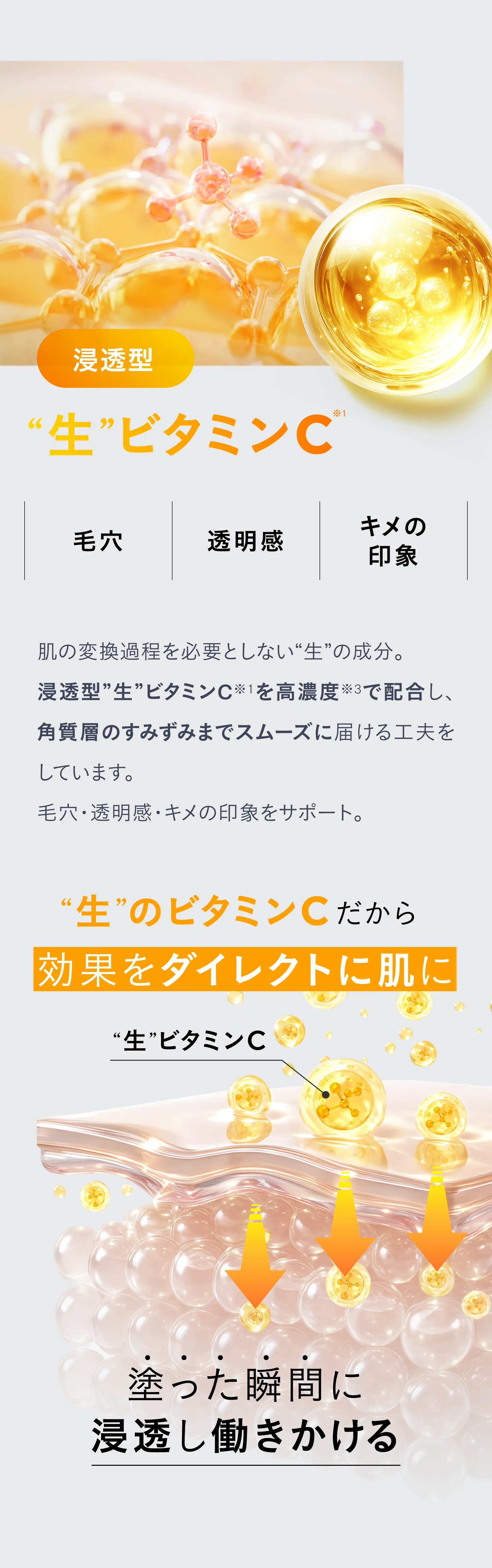 ピュアビタミンC,毛穴,透明感